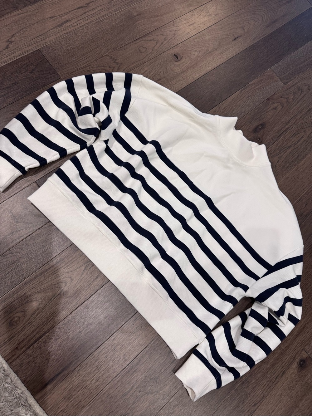 CALIA by Carrie Underwood White & Navy Striped Mock Neck Sweatshirt